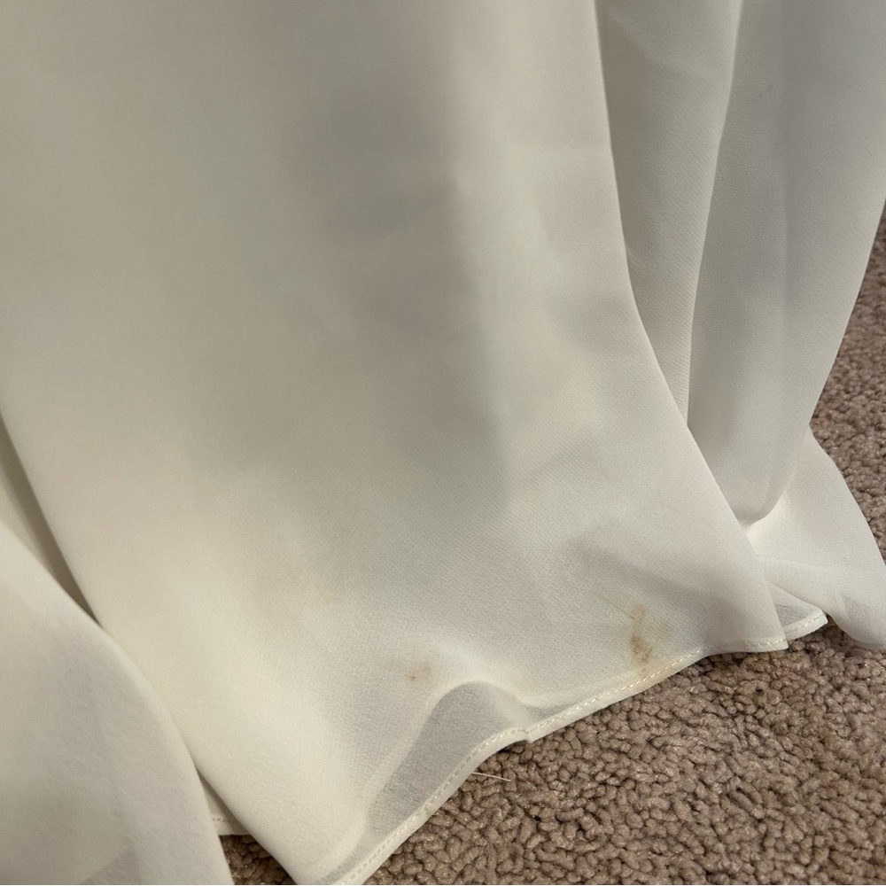 Emme Bridal white sleeveless wedding gown beaded rhinestones satin chiffon 16 - Picture 9 of 16